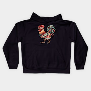 rooster tattoo drawing Kids Hoodie